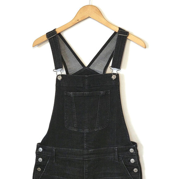 Abercrombie & Fitch Black Denim Overalls Straight Leg Crop Utility Style 90's S - Picture 3 of 16